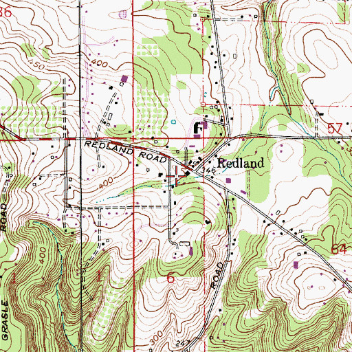 Topographic Map of Redland, OR