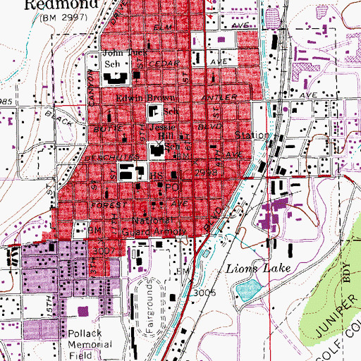 Topographic Map of Redmond, OR