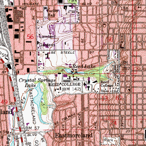 Topographic Map of Reed Lake, OR