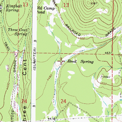 Topographic Map of Reed Spring, OR