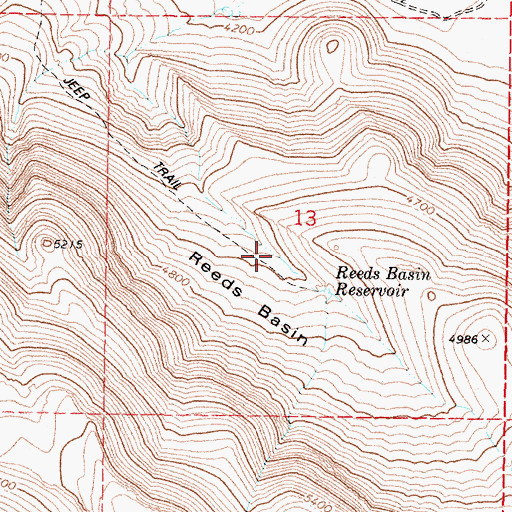 Topographic Map of Reeds Basin, OR