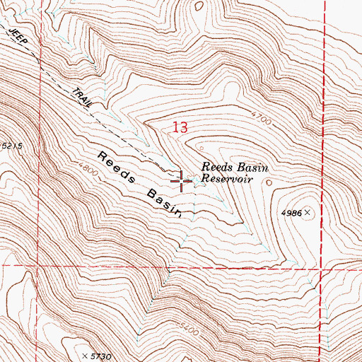 Topographic Map of Reeds Basin Reservoir, OR