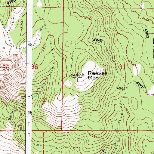Topographic Map of Reeves Mountain, OR
