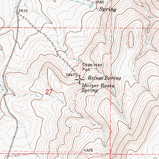 Topographic Map of Refuge Spring, OR