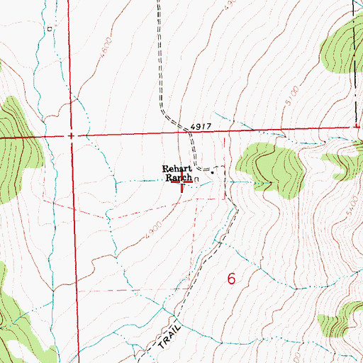 Topographic Map of Rehart Ranch, OR