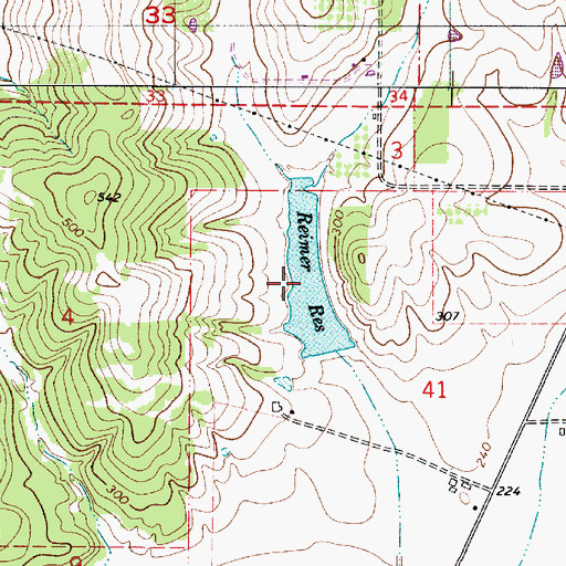 Topographic Map of Reimer Reservoir, OR