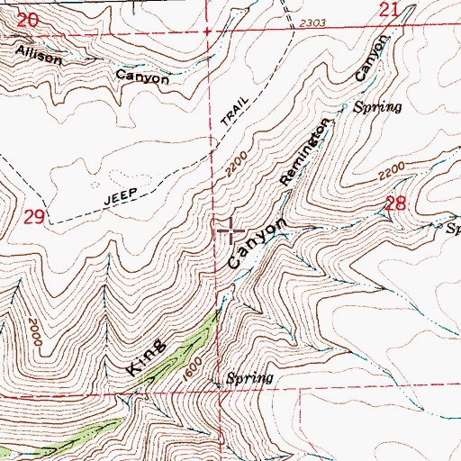Topographic Map of Remington Canyon, OR
