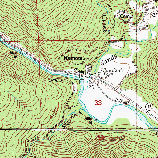 Topographic Map of Remote, OR
