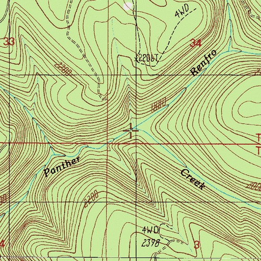 Topographic Map of Renfro Creek, OR