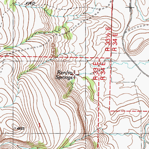 Topographic Map of Renfro Springs, OR
