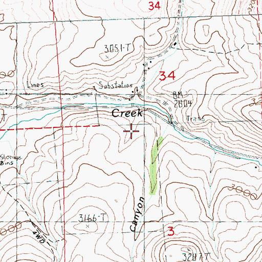 Topographic Map of Reno Canyon, OR