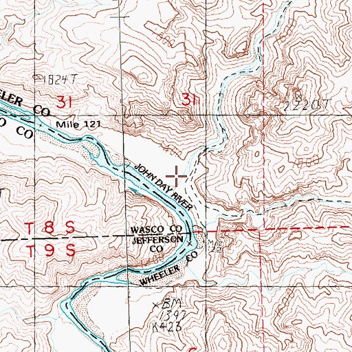 Topographic Map of Rhodes Canyon, OR