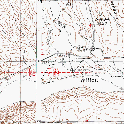 Topographic Map of Rich Creek, OR