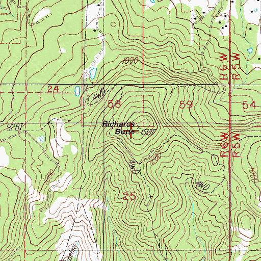 Topographic Map of Richards Butte, OR