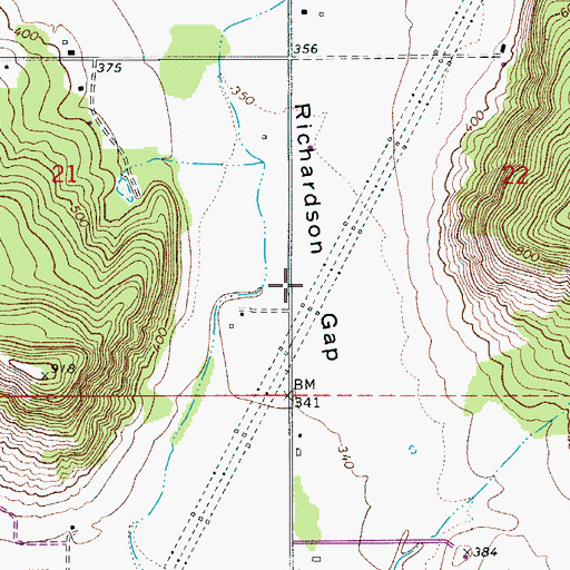 Topographic Map of Richardson Gap, OR