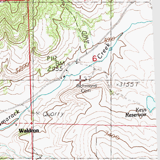 Topographic Map of Richmond Cemetery, OR