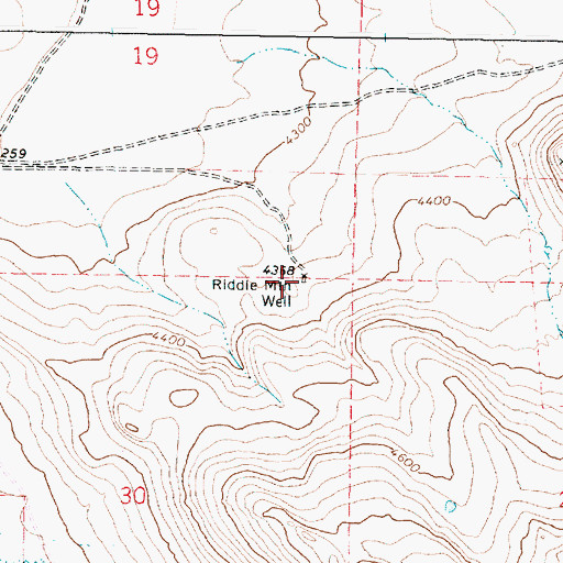 Topographic Map of Riddle Mountain Well, OR