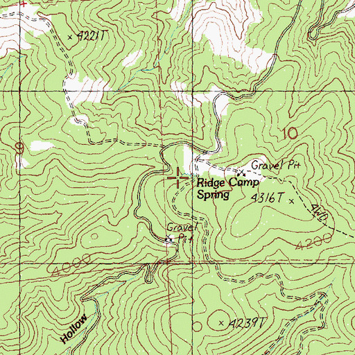 Topographic Map of Ridge Camp Spring, OR