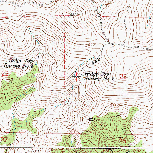 Topographic Map of Ridge Top Spring Number Two, OR