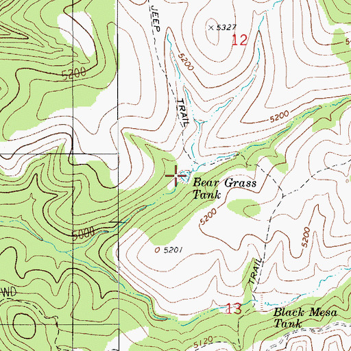 Topographic Map of Bear Grass Tank, AZ