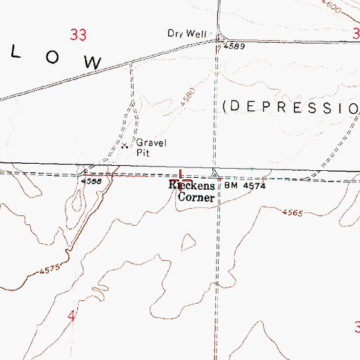 Topographic Map of Rieckens Corner, OR
