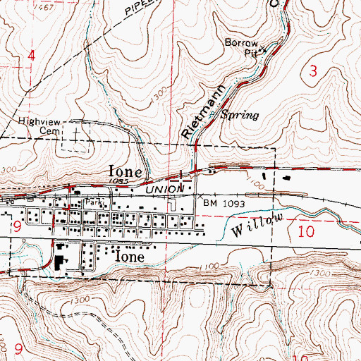 Topographic Map of Rietmann Canyon, OR