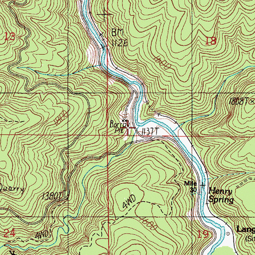 Topographic Map of Riffle Creek, OR