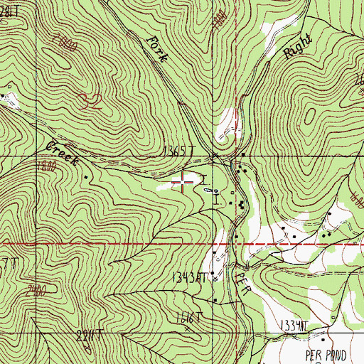Topographic Map of Right Fork Sardine Creek, OR