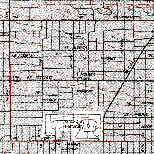 Topographic Map of Rigler Elementary School, OR