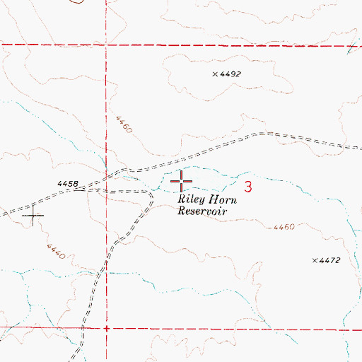 Topographic Map of Riley Horn Reservoir, OR
