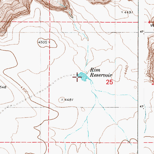 Topographic Map of Rim Reservoir, OR