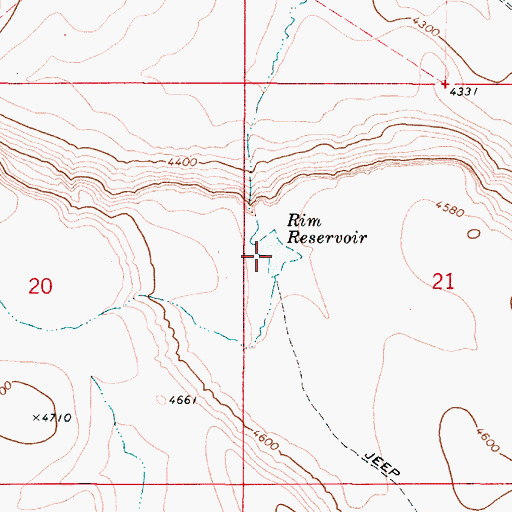 Topographic Map of Rim Reservoir, OR