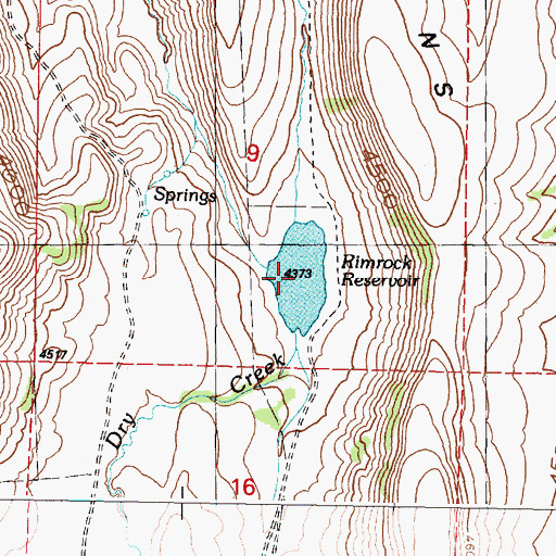 Topographic Map of Rimrock Reservoir, OR