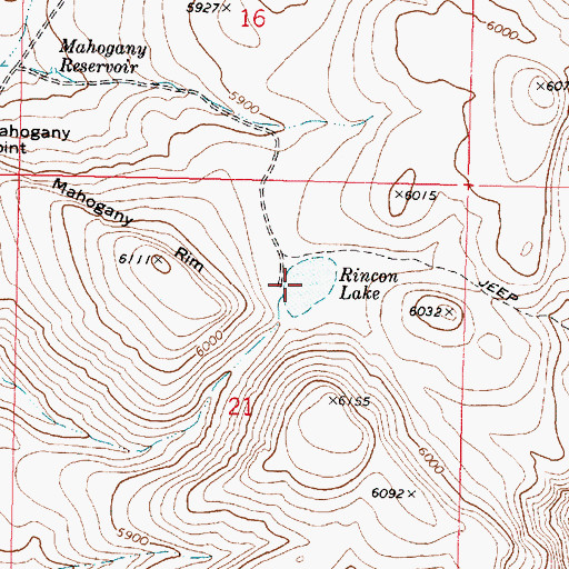 Topographic Map of Rincon Lake, OR