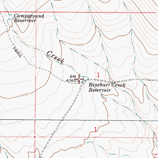 Topographic Map of Rinehart Creek Reservoir, OR