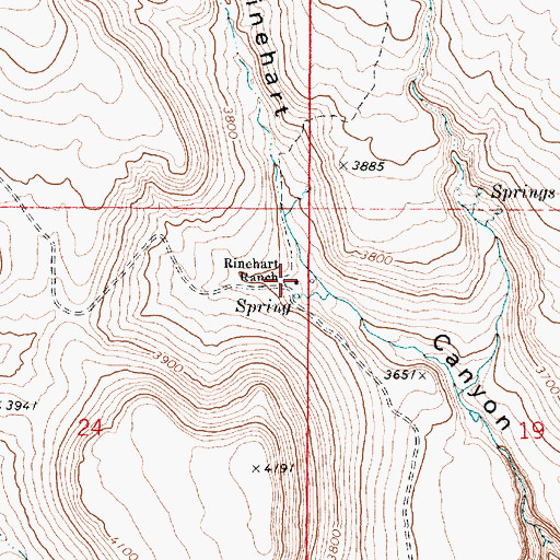 Topographic Map of Rinehart Ranch, OR