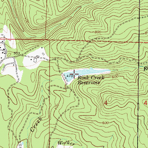 Topographic Map of Rink Creek Reservoir, OR