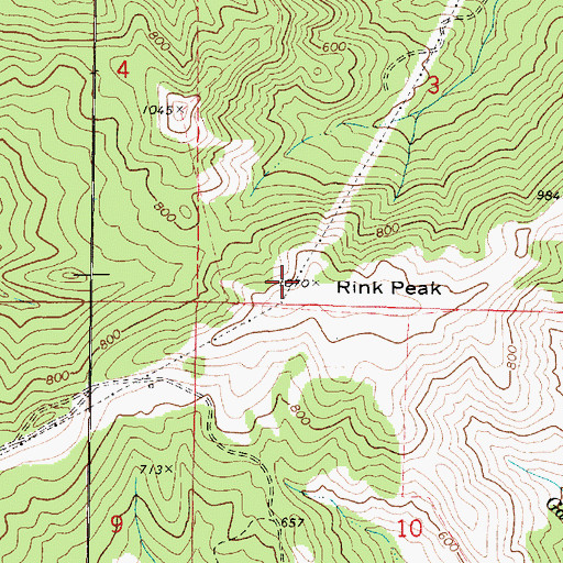 Topographic Map of Rink Peak, OR