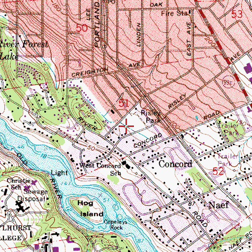 Topographic Map of Risley Park, OR