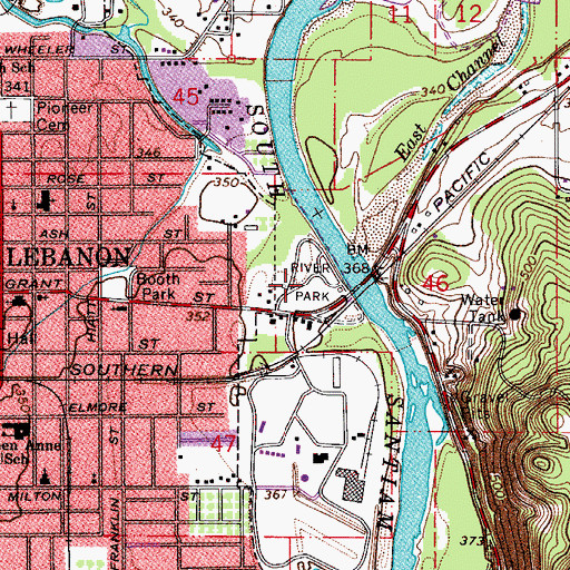 Topographic Map of River Park, OR