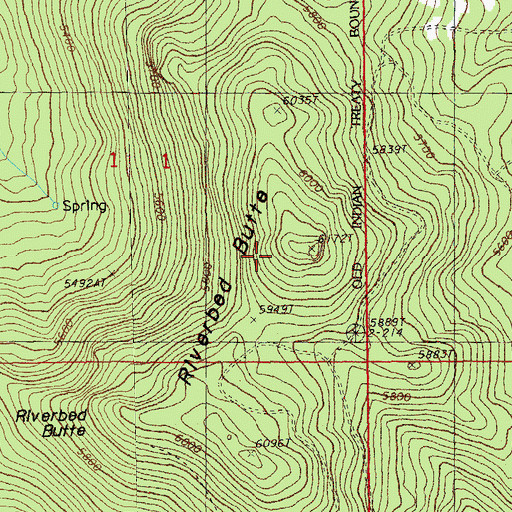 Topographic Map of Riverbed Butte, OR