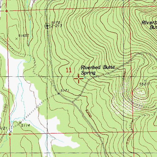 Topographic Map of Riverbed Butte Spring, OR