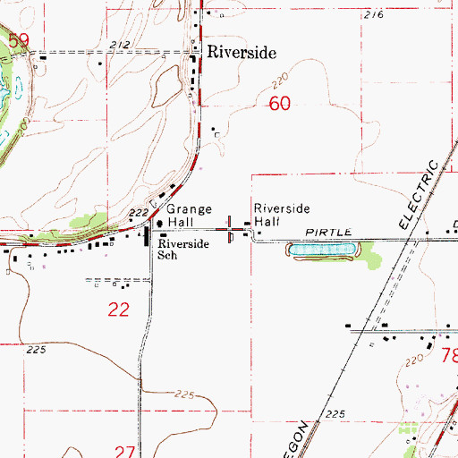 Topographic Map of Riverside Hall, OR