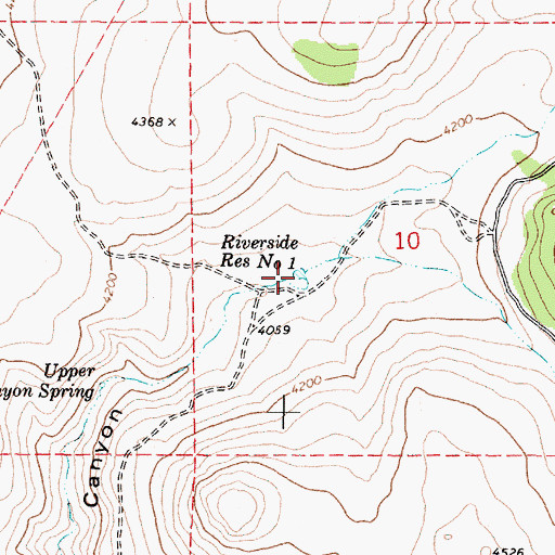 Topographic Map of Riverside Reservoir Number One, OR