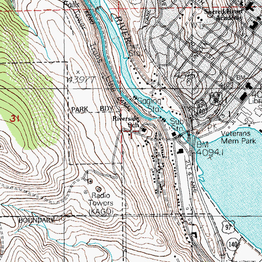 Topographic Map of Riverside Elementary School (historical), OR