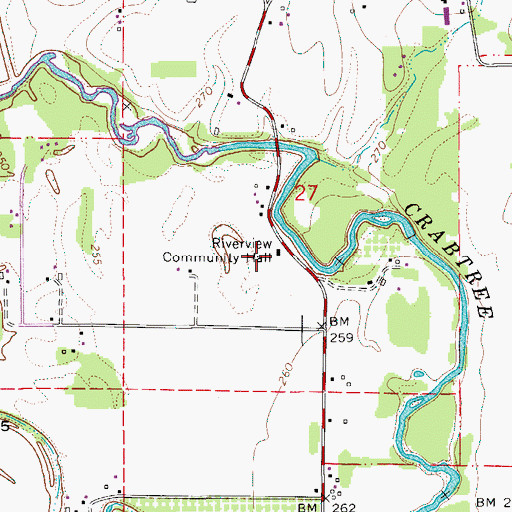 Topographic Map of Riverview Community Hall, OR