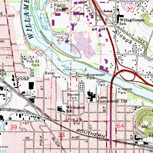 Topographic Map of Riverwood Park, OR