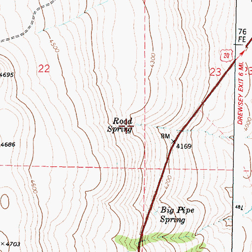 Topographic Map of Road Spring, OR