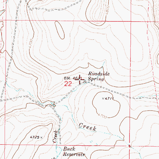 Topographic Map of Roadside Spring, OR