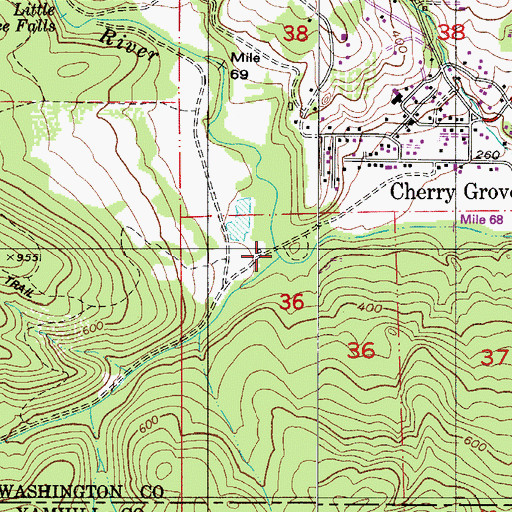 Topographic Map of Roaring Creek, OR